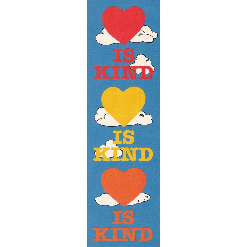 Vintage 1985 CR Gibson Bible Bookmark Love Is Kind Hearts Retro Kawaii